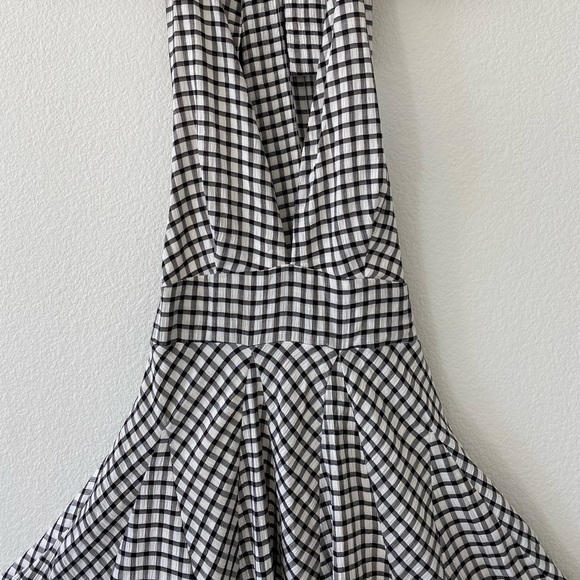 Miou Muse Black and White Gingham Checked Halter Dress - Picture 5 of 12